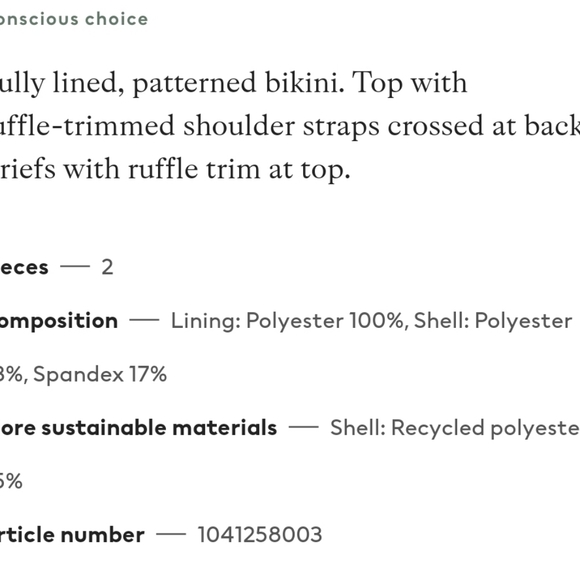 H&M Patterned Ruffle bikini white with butterflies 6x-7 - Picture 3 of 5